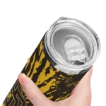 personalized san diego padres metallic grid brown skinny tumbler best selling.webp