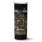personalized san diego padres rose romance brown black skinny tumbler best selling.webp