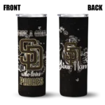 personalized san diego padres rose romance brown black skinny tumbler best selling.webp