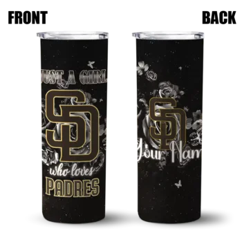 personalized san diego padres rose romance brown black skinny tumbler fashion forward.webp
