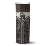 personalized san diego padres sparkle drip brown skinny tumbler best selling.webp