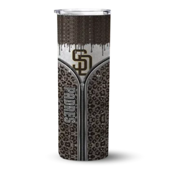 personalized san diego padres sparkle drip brown skinny tumbler best selling.webp