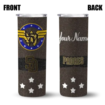 personalized san diego padres star cluster brown skinny tumbler fashion forward.webp