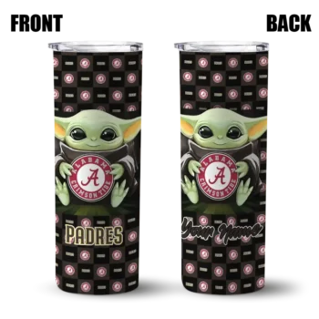 personalized san diego padres yoda cozy brown black skinny tumbler fashion forward.webp