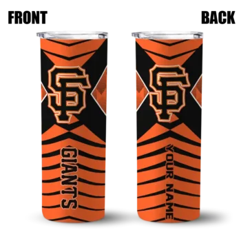 personalized san francisco giants camo texture orange skinny tumbler fashion forward.webp