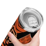 personalized san francisco giants camo texture orange skinny tumbler best selling.webp