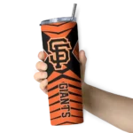 personalized san francisco giants camo texture orange skinny tumbler best selling.webp