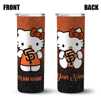 personalized san francisco giants hello kitty orange black skinny tumbler fashion forward.webp