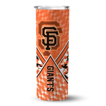 personalized san francisco giants monogram burst orange white skinny tumbler best selling.webp
