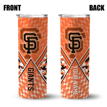 personalized san francisco giants monogram burst orange white skinny tumbler fashion forward.webp