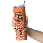 personalized san francisco giants monogram burst orange white skinny tumbler best selling.webp