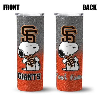 personalized san francisco giants snoopy attitude orange skinny tumbler fashion forward.webp