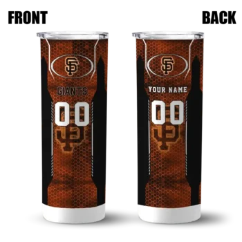 personalized san francisco giants stacked diamond orange skinny tumbler fashion forward.webp