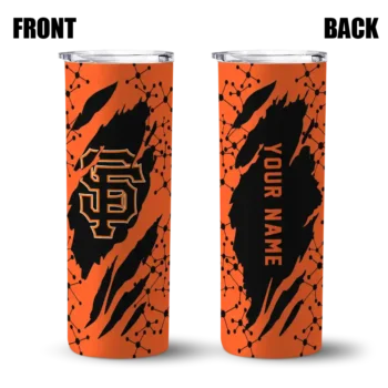 personalized san francisco giants star pop orange black skinny tumbler fashion forward.webp