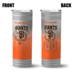 personalized san francisco giants swirl texture orange skinny tumbler best selling.webp