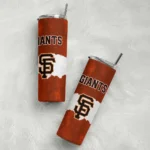 personalized san francisco giants torn band orange white skinny tumbler best selling.webp