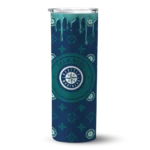 personalized seattle mariners camo streak navy blue skinny tumbler best selling.webp