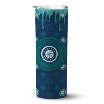 personalized seattle mariners camo streak navy blue skinny tumbler best selling.webp