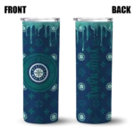 personalized seattle mariners camo streak navy blue skinny tumbler best selling.webp