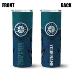 personalized seattle mariners spiral burst print navy blue skinny tumbler best selling.webp