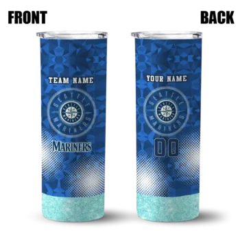 personalized seattle mariners starburst tiles navy blue skinny tumbler fashion forward.webp