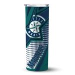 personalized seattle mariners web stripes navy blue white skinny tumbler best selling.webp