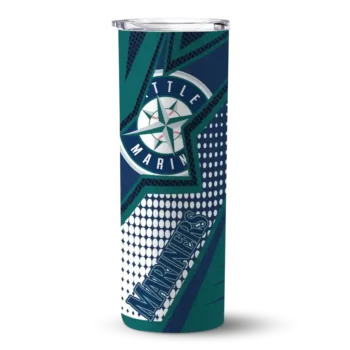 personalized seattle mariners web stripes navy blue white skinny tumbler best selling.webp