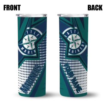 personalized seattle mariners web stripes navy blue white skinny tumbler fashion forward.webp