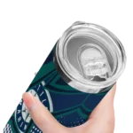 personalized seattle mariners web stripes navy blue white skinny tumbler best selling.webp