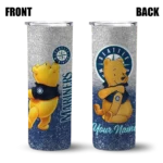personalized seattle mariners winnie the pooh navy blue gray skinny tumbler best selling.webp