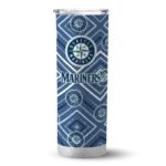 personalized seattle mariners zipper leopard navy blue skinny tumbler best selling.webp