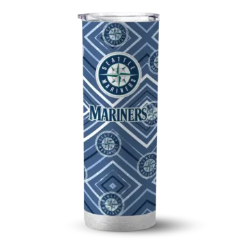 personalized seattle mariners zipper leopard navy blue skinny tumbler best selling.webp