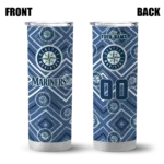 personalized seattle mariners zipper leopard navy blue skinny tumbler best selling.webp