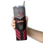personalized st louis cardinals hexagon honeycomb red black skinny tumbler best selling.webp