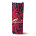 personalized st louis cardinals metallic grid red skinny tumbler best selling.webp
