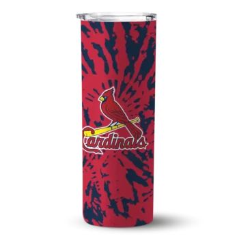 personalized st louis cardinals metallic grid red skinny tumbler best selling.webp