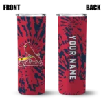personalized st louis cardinals metallic grid red skinny tumbler best selling.webp