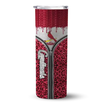 personalized st louis cardinals sparkle drip red skinny tumbler best selling.webp