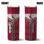 personalized st louis cardinals sparkle drip red skinny tumbler best selling.webp