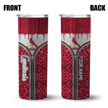 personalized st louis cardinals sparkle drip red skinny tumbler fashion forward.webp