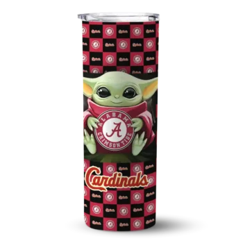 personalized st louis cardinals yoda cozy red black skinny tumbler best selling.webp
