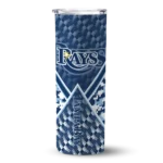 personalized tampa bay rays monogram burst navy white skinny tumbler best selling.webp