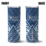 personalized tampa bay rays monogram burst navy white skinny tumbler best selling.webp