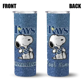 personalized tampa bay rays snoopy attitude navy skinny tumbler fashion forward.webp