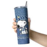 personalized tampa bay rays snoopy attitude navy skinny tumbler best selling.webp