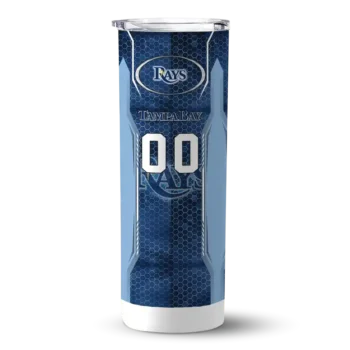 personalized tampa bay rays stacked diamond navy skinny tumbler best selling.webp
