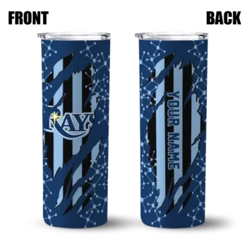 personalized tampa bay rays star pop navy black skinny tumbler fashion forward.webp