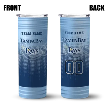 personalized tampa bay rays swirl texture navy skinny tumbler fashion forward.webp