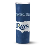 personalized tampa bay rays torn band navy white skinny tumbler best selling.webp