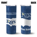personalized tampa bay rays torn band navy white skinny tumbler best selling.webp